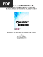 Modular Learning Modality of Department of Education Learners' Early Assessment of Its Implementation