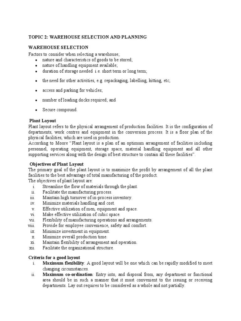 Topic 2 Warehousing Layout and Planning | PDF | Warehouse | Economies
