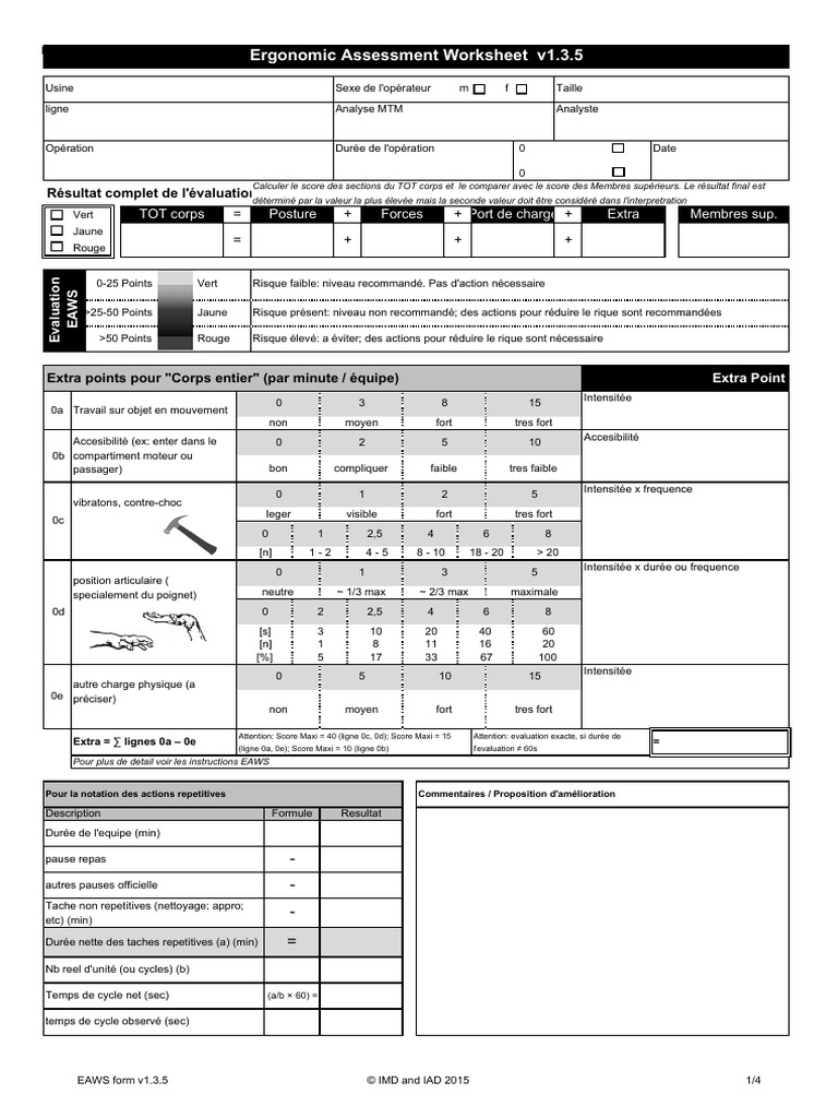 Évaluation Ergonomique EAWS v1.3.5 | PDF