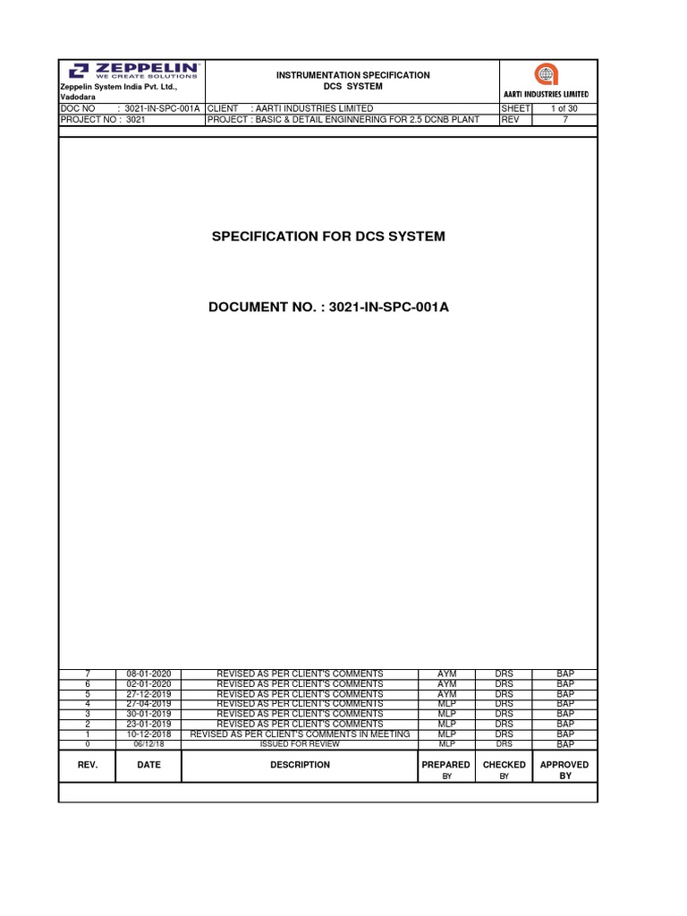DCS Specification for 2.5 DCNB Plant | PDF | Computer Data Storage ...