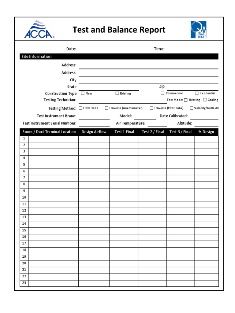 Test and Balance Report 161207 PDF Civil Engineering Tools