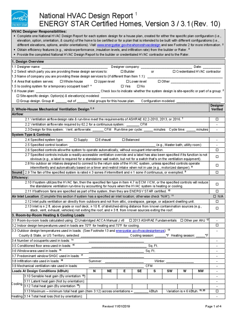 National HVAC Design Report ENERGY STAR Certified Homes Rev10