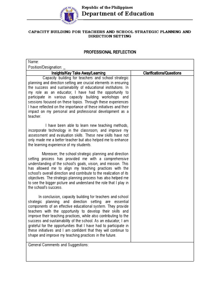 Professional Reflection | PDF | Career & Growth | Self-Improvement