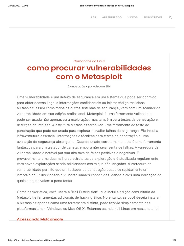 Como Usar Metasploit para Encontrar Vulnerabilidades | PDF ...