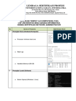 Lembar verifikasi TUK Skema Network Administrator MudaUntuk Asesi