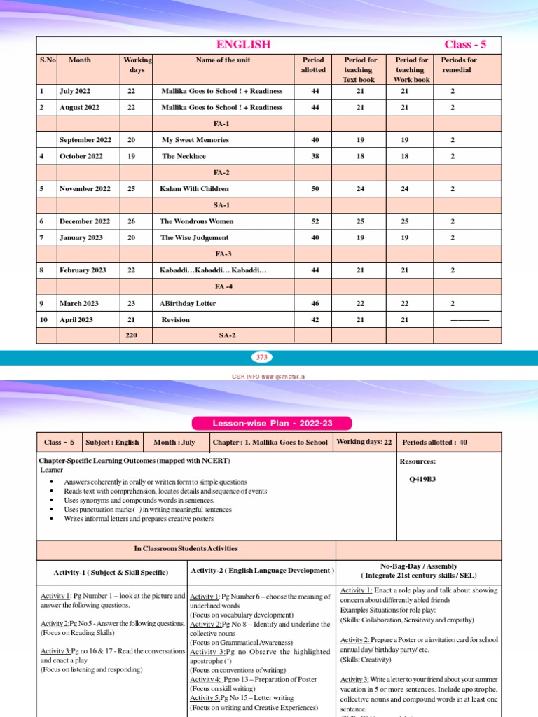 english lesson for class 5