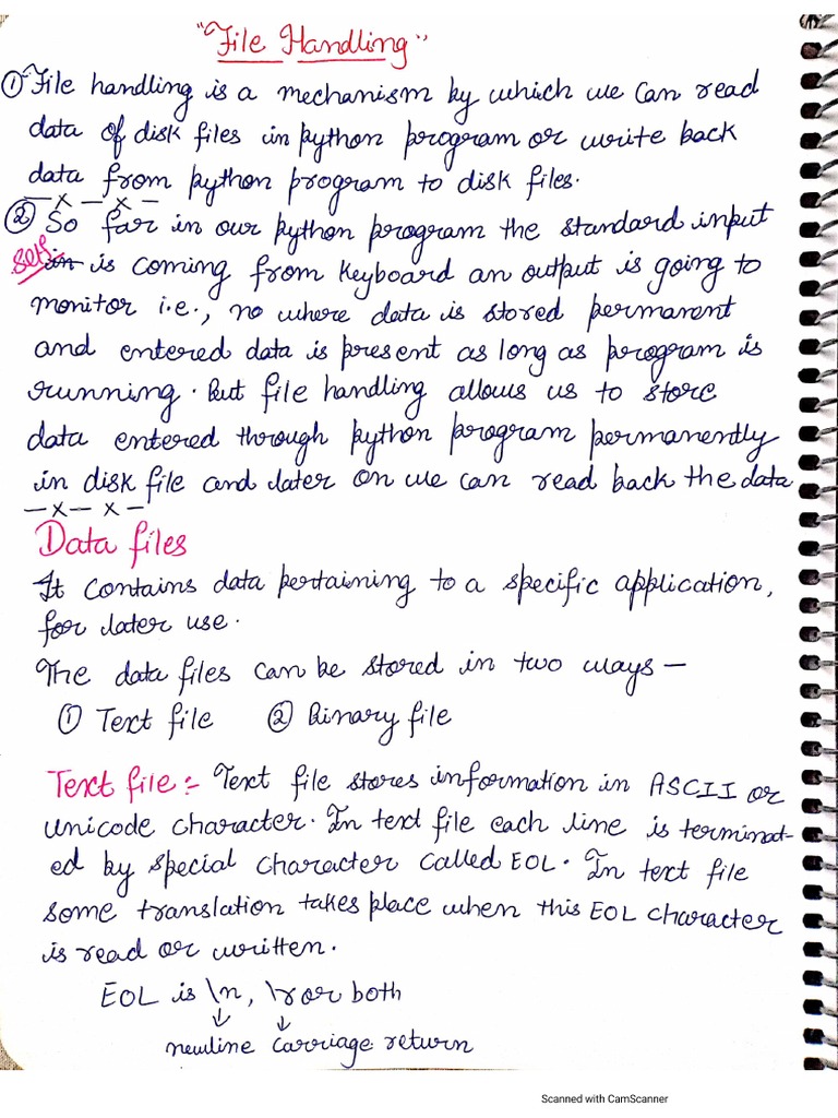 File Handling+ Stack Notes | PDF
