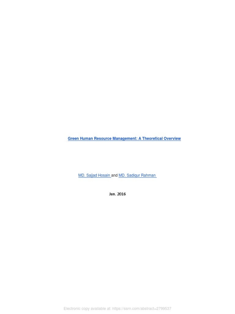 Green Human Resource Management Overview | PDF | Human Resource ...