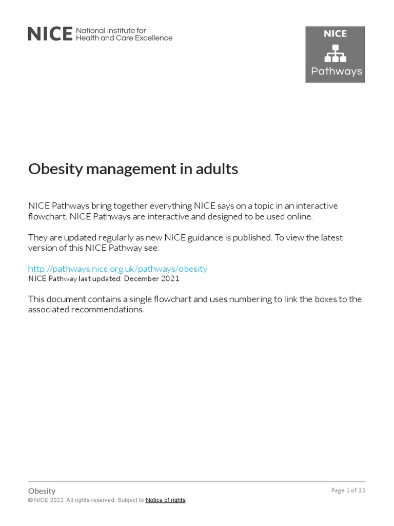 Obesity Obesity Management in Adults | PDF | Obesity | Weight Loss