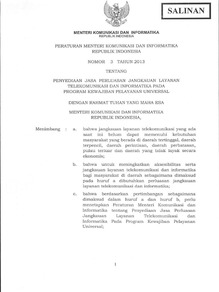 Permen no 3 2013 telinfo n blank spot pdf