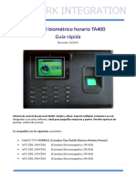 NETWORK INTEGRATION. Control Biométrico Horario TA400 Guía Rápida. Revisión - 02 - 2014