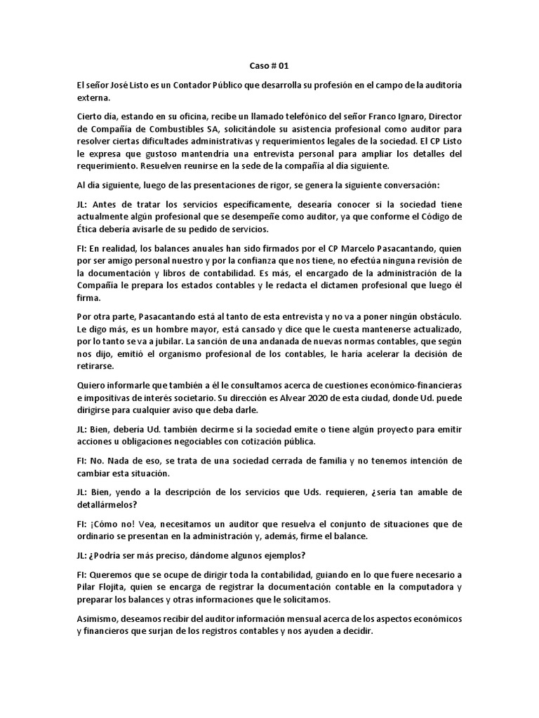 Caso Auditoria Pdf Contabilidad Auditoría