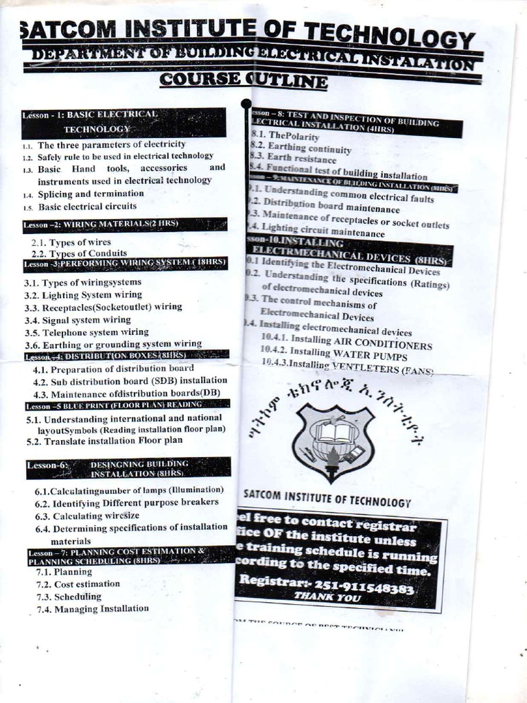 Building and Industrial Electrical Installation PDF