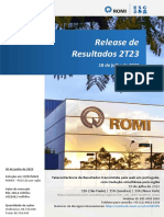 Press Release Do Resultado Das Indústrias Romi Do 2T23