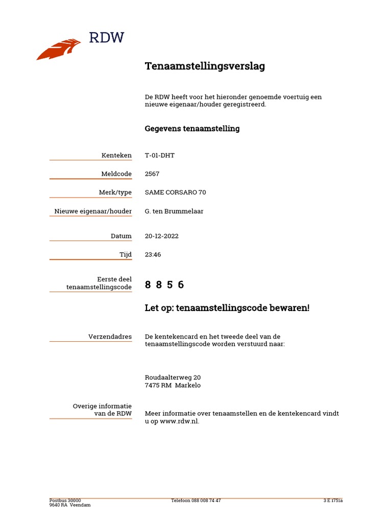 Tenaamstellingsverslag PDF