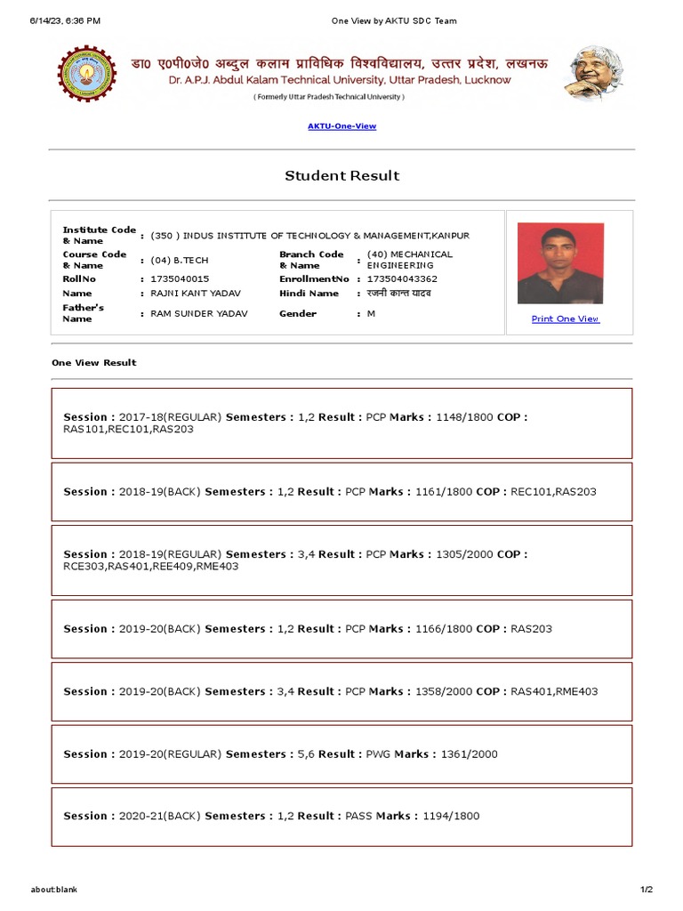 B.Tech Results and Marksheet Overview | PDF | Academia