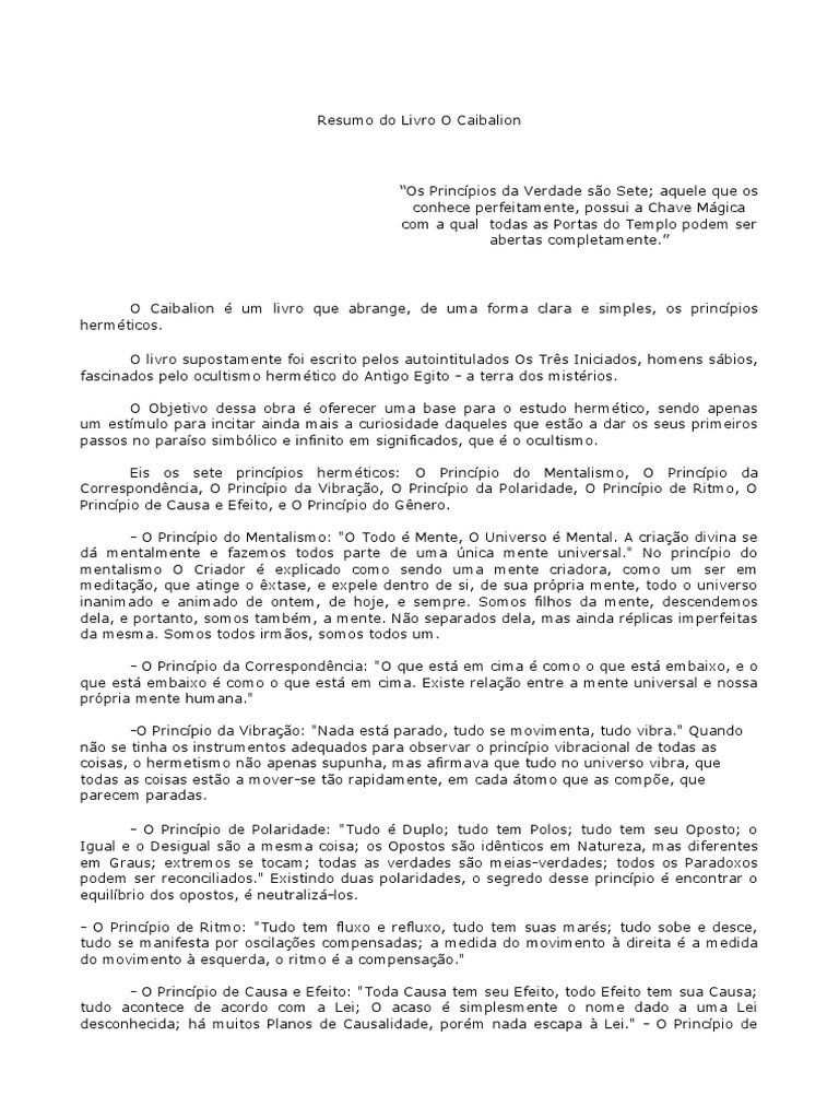 Resumo O Caibalion Pdf