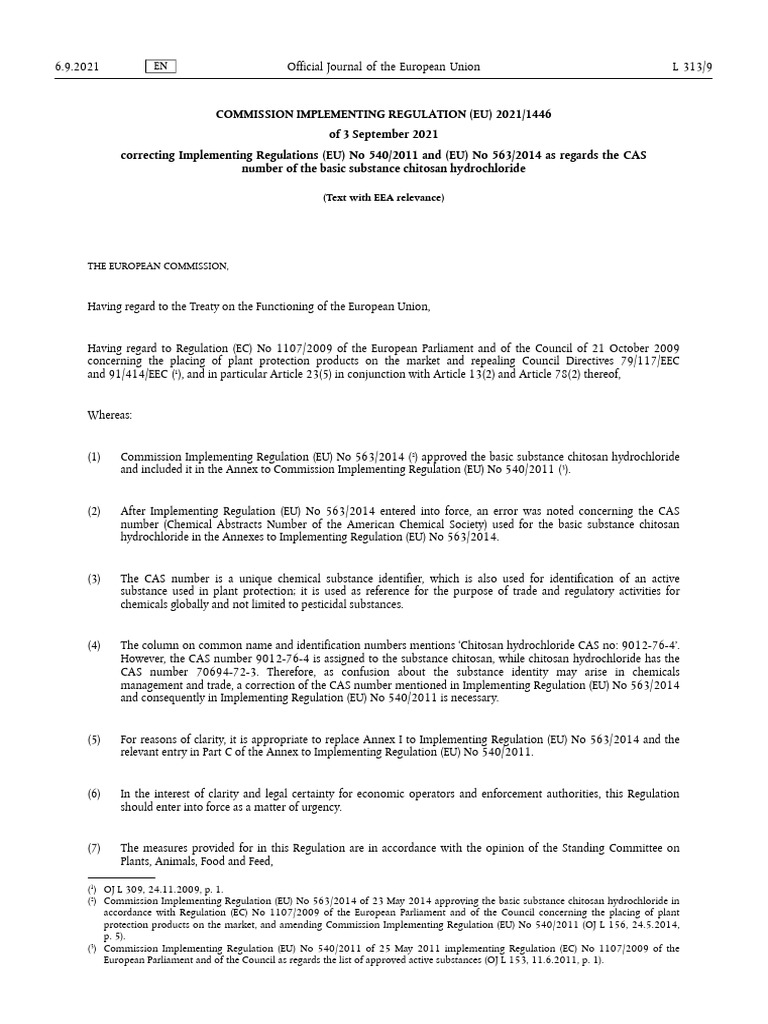 Implementing Regulation (EU) 2021 1446 | PDF | European Union ...