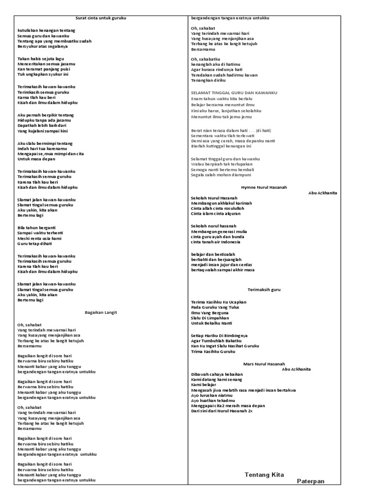 Lagu Wisuda Kelas 6 | PDF | Agama & Spiritualitas