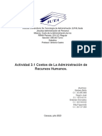 Actividad 3.1 Costo de La Administración de Los Recursos Humanos