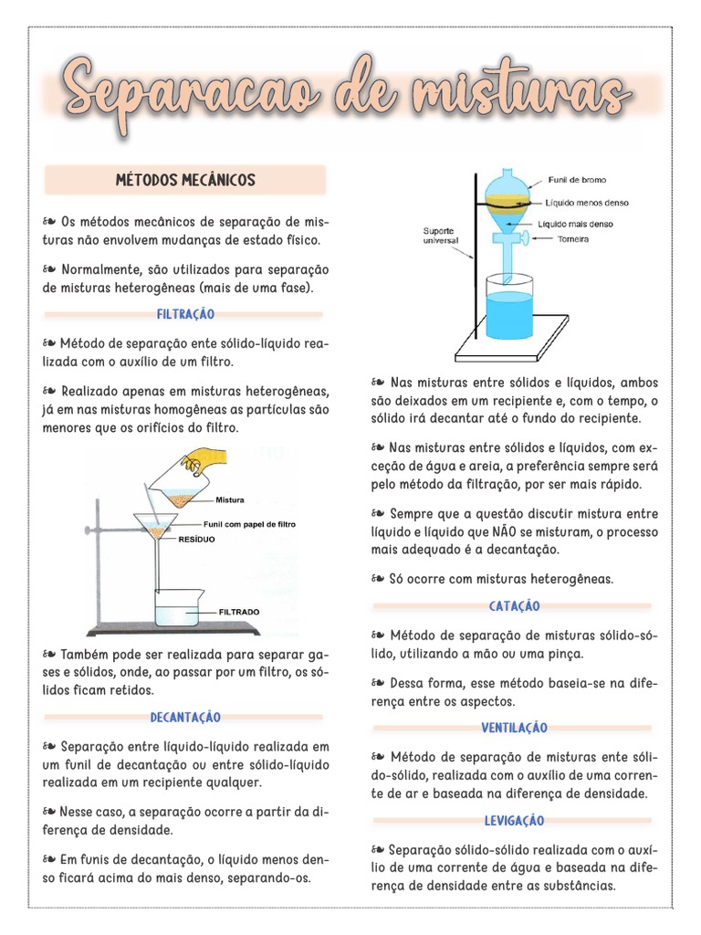 Separação de Misturas | PDF | Destilação | Química Analítica