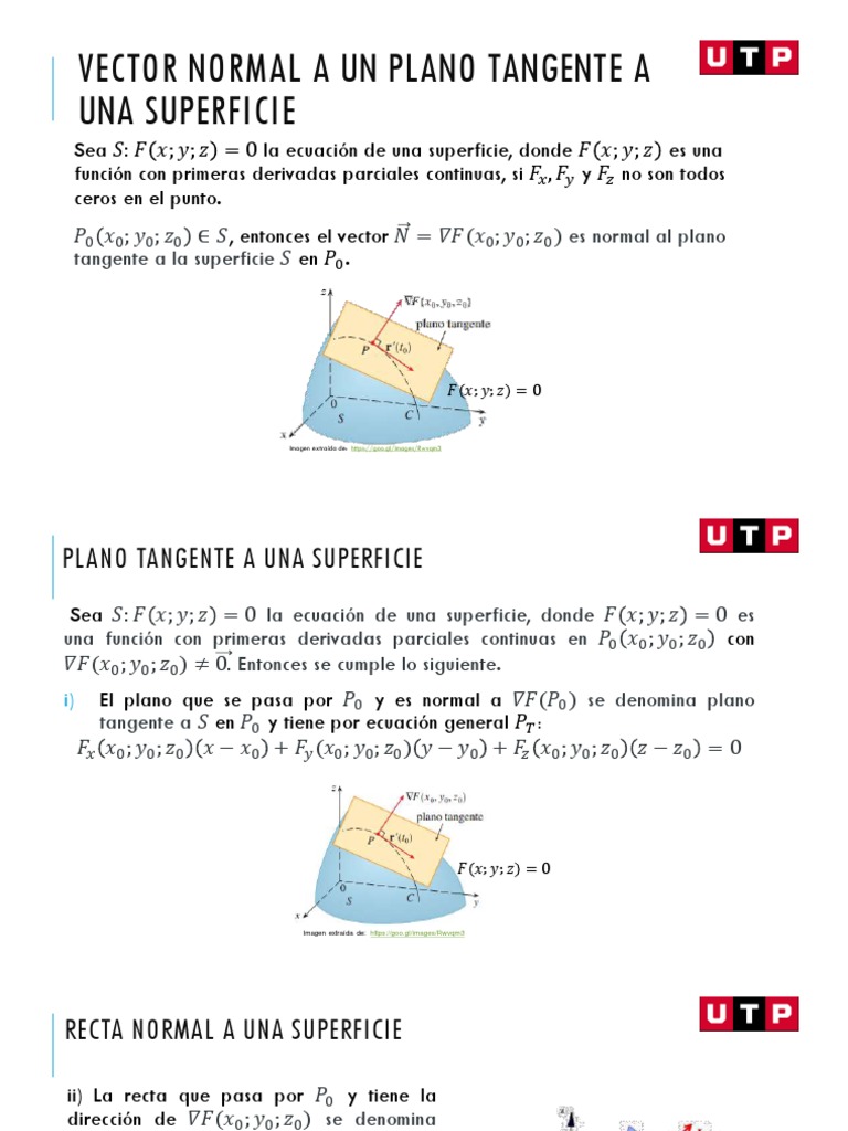 Vector Normal y Plano Tangente en Superficies | PDF | Geometria plana ...