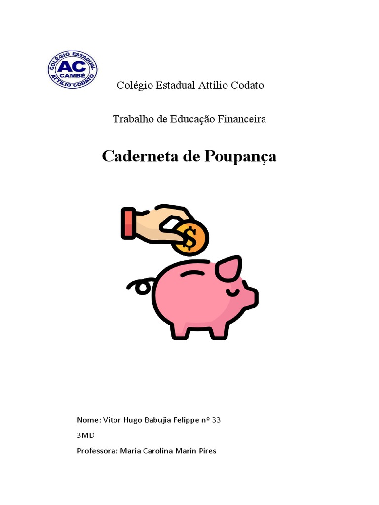 Trabalho Mat Fin Caderneta de Poupança Tira Xerox | PDF | Caderneta de ...