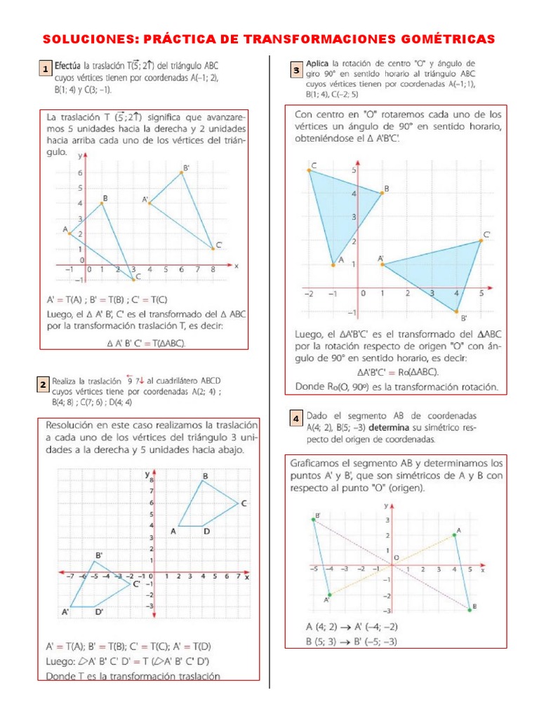 Práctica de Transformaciones Geométricas | PDF | Triángulo | Geometría ...