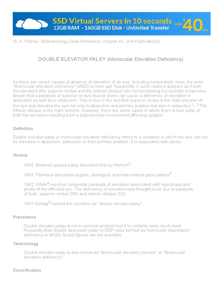 DOUBLE ELEVATOR PALSY Sapatney PDF Causes Of Death Medicine