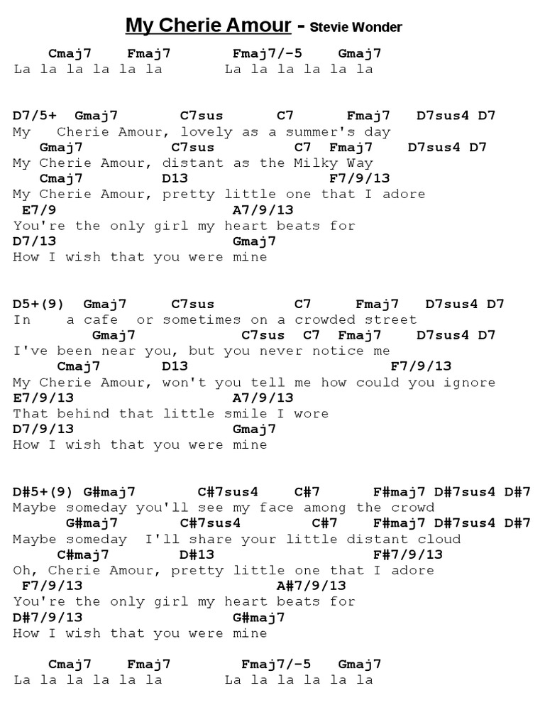 My Cherie Amour Lyrics and Chords | PDF