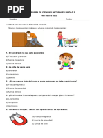 Prueba Ciencias Naturales Nº2 Fuerza y Movimiento. 4to Básico