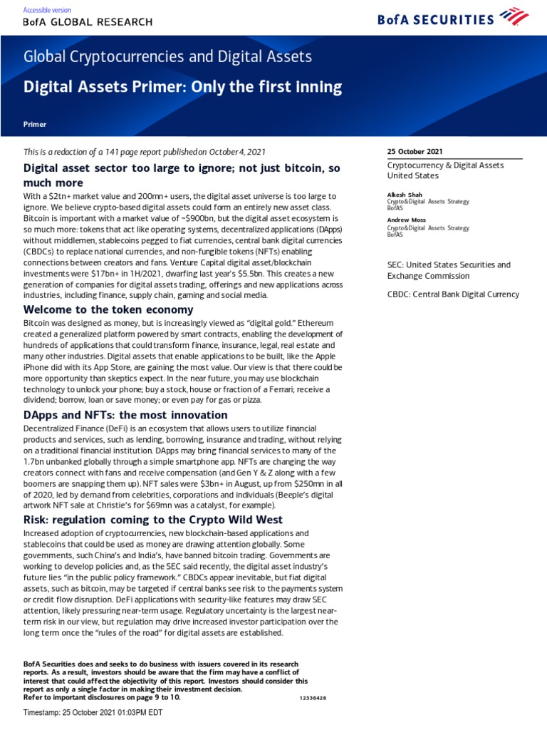 Digital Assets Primer Redaction | PDF | Cryptocurrency | Stocks