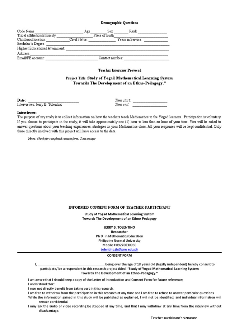Questionnaire For Teacher Respondents Researchers | PDF | Mathematics ...