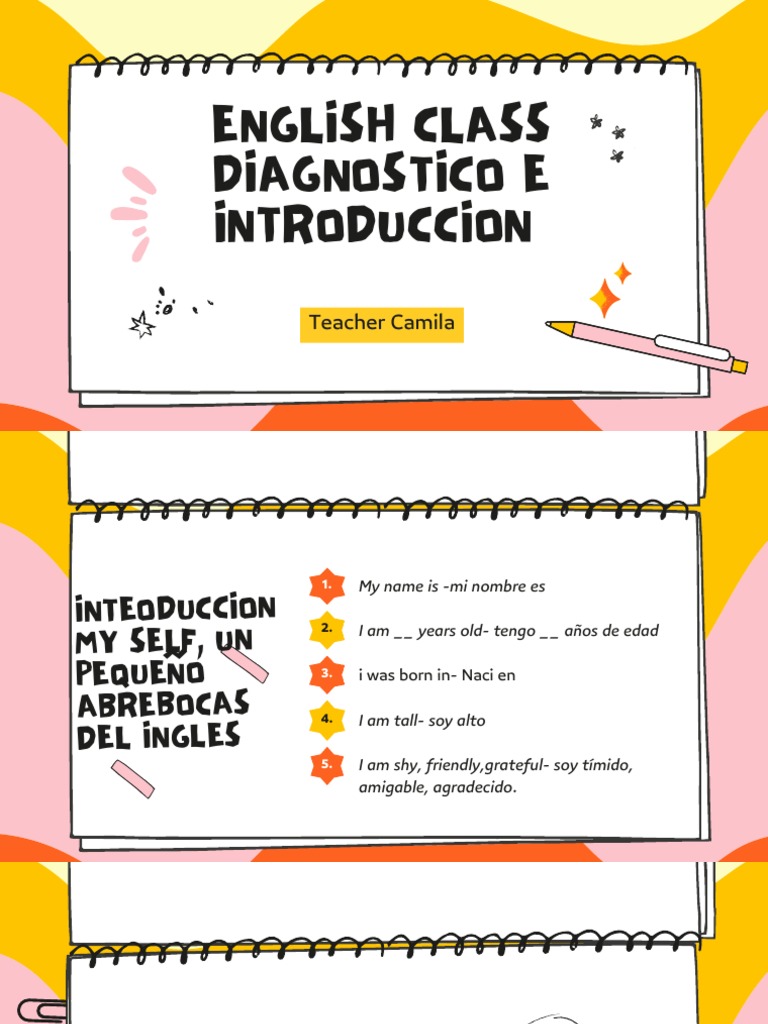 English Class Diagnostico E Introduccion Teacher Camila PDF