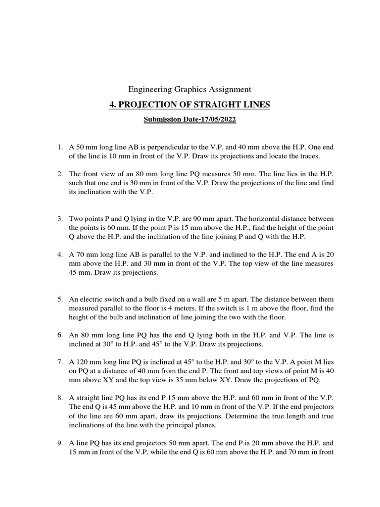 Engineering Graphics: Line Projections Guide | PDF | Orbital ...