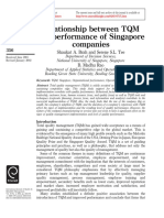 Relationship Between TQM and Performance of Singapore Companies