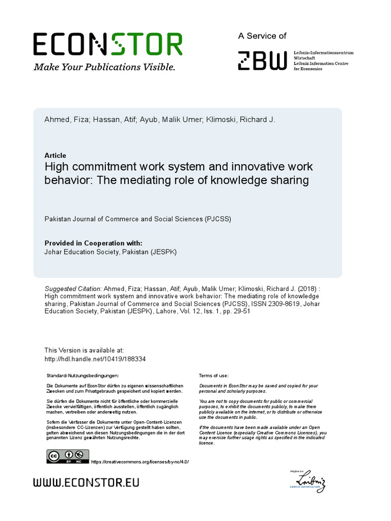 HPWS & Innovative Work Behaviour | PDF | Motivation | Motivational