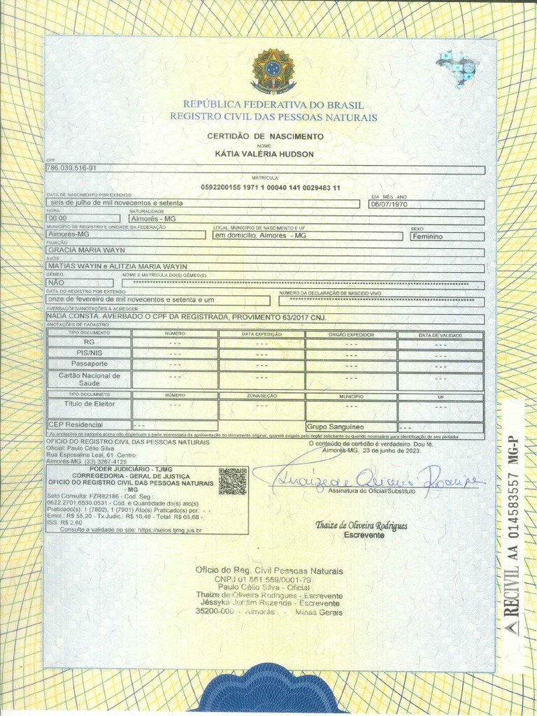 Certidao De Nascimento Pdf
