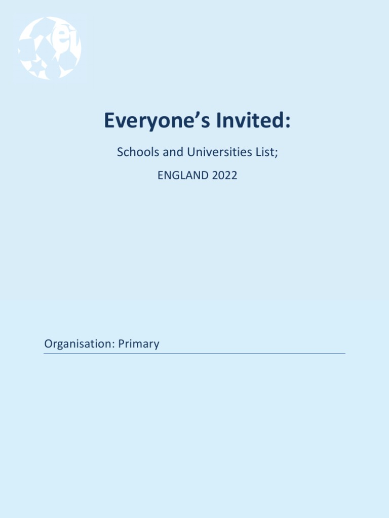 Englands Schools List Pdf Schools Educational Organizations