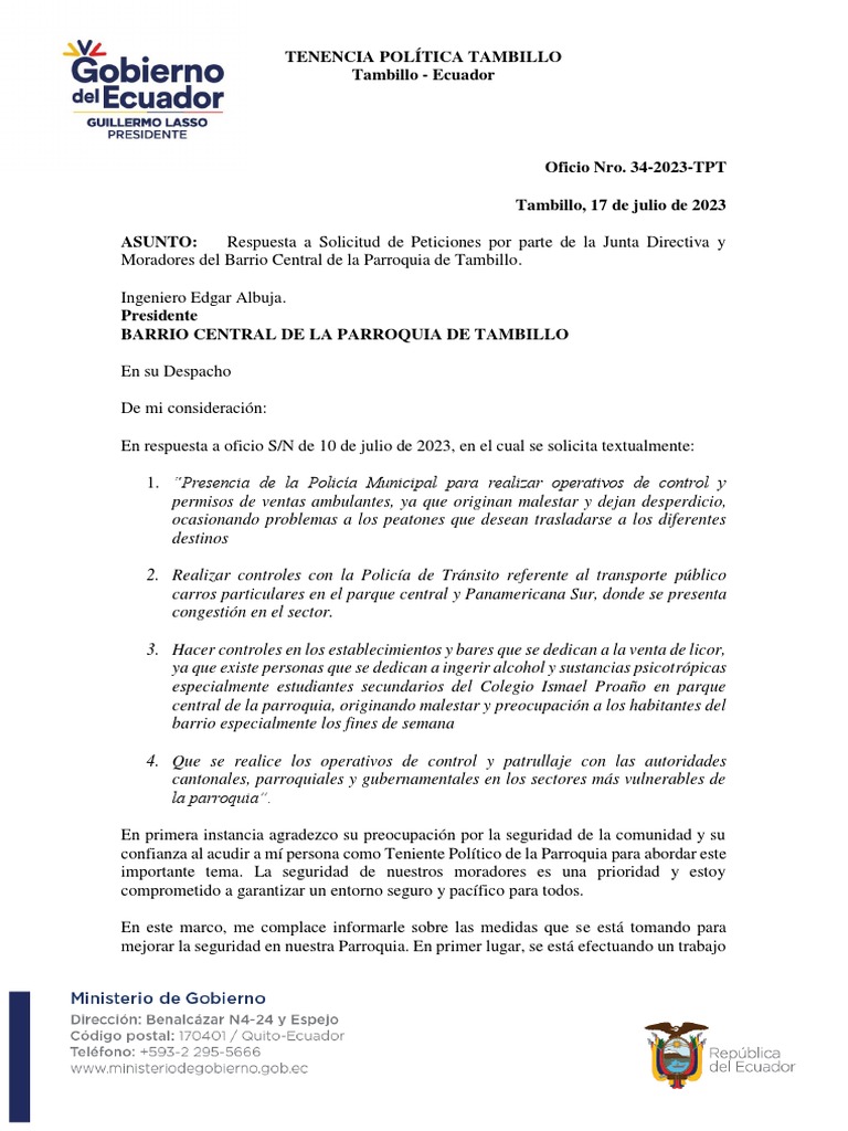Oficio Nro 34 2023 Tpt Signed Pdf Policía Cumplimiento De La Ley
