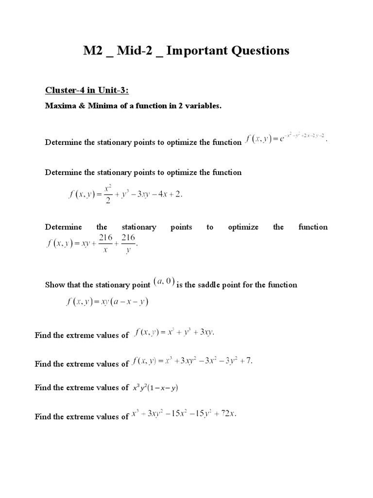 M2 Mid2 Important Questions PDF Differential Equations