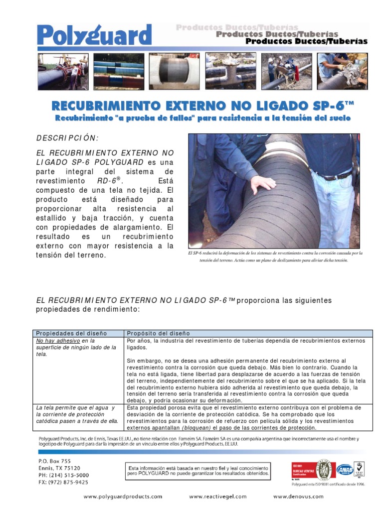 4 Ficha Tecnica Polyguard SP6 PDF Revestimiento Corrosión