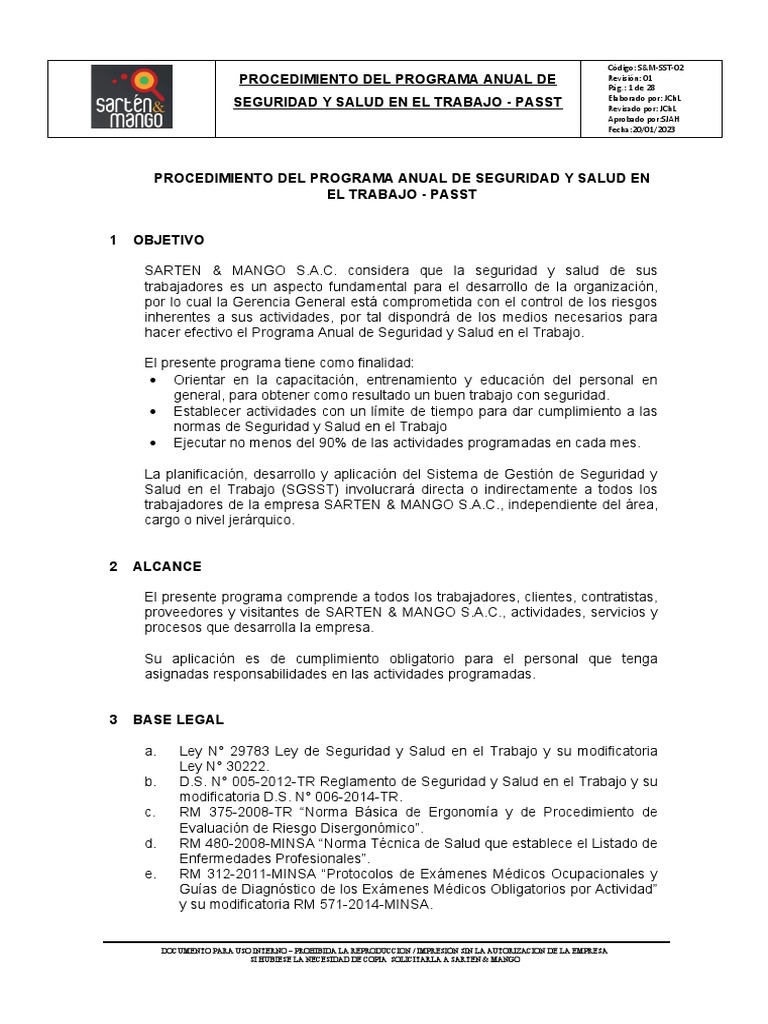Programa Anual de Seguridad y Salud | PDF | Seguridad y salud ocupacional