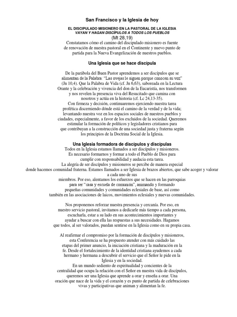 Discipulado Misionero en la Iglesia Actual | PDF | Iglesia Católica | Amor