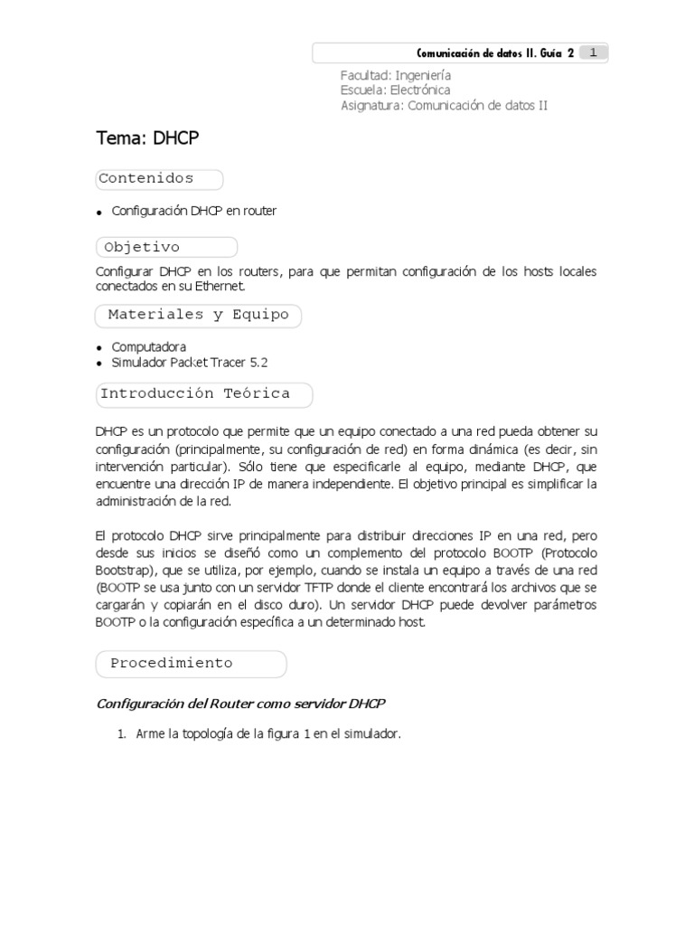 Configuración DHCP en Routers | PDF | Dirección IP | Enrutador ...