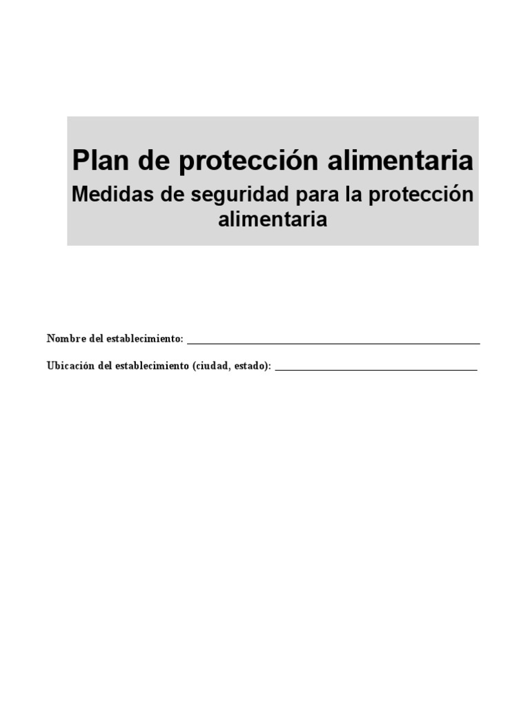 Plan de Food Defense PDF Agua Seguridad de información