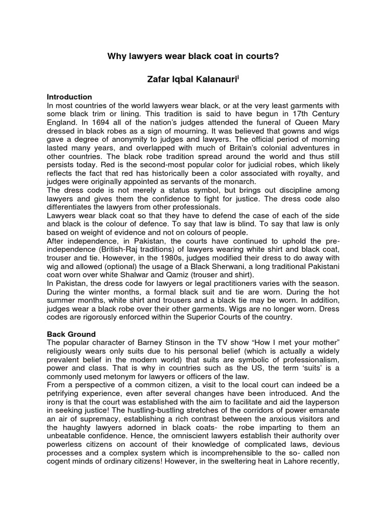 Whylawyerswearblackcoatincourts1 PDF Judge Judiciaries
