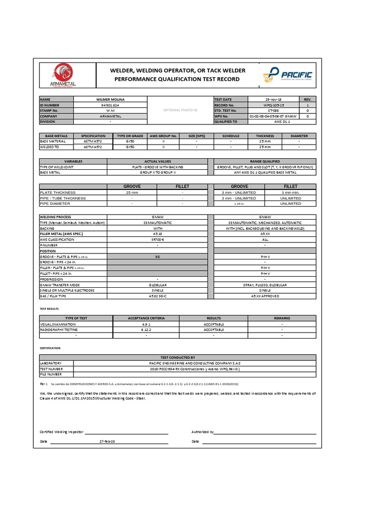Welding Dossier for Armametal | PDF | Pipe (Fluid Conveyance) | Welding