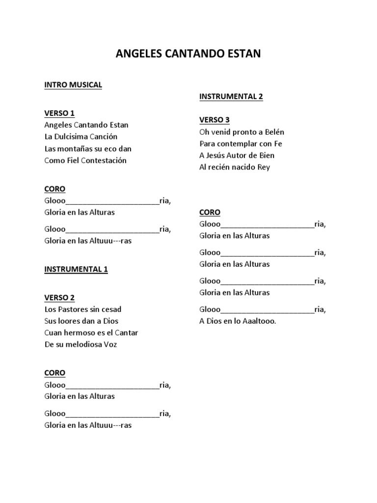 Angeles Cantando Estan (Letra) | PDF