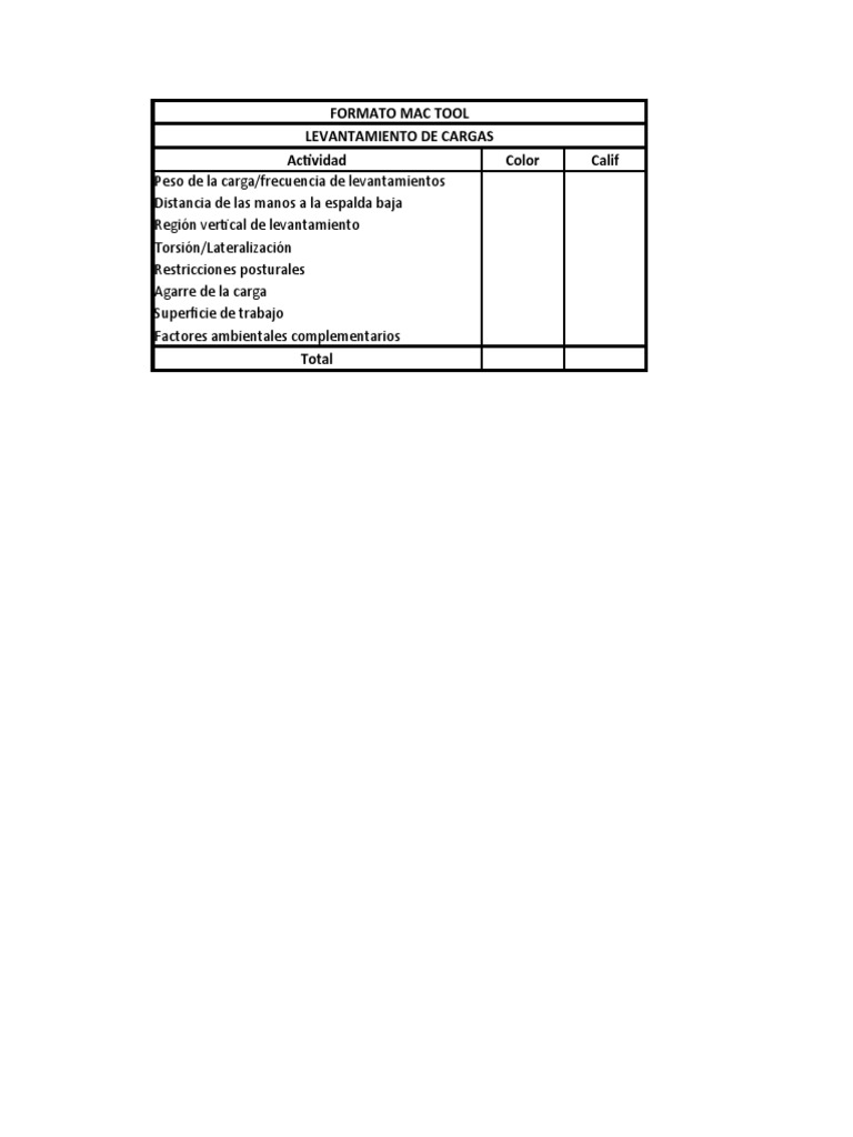 Formato mac tool levantar transportar pdf